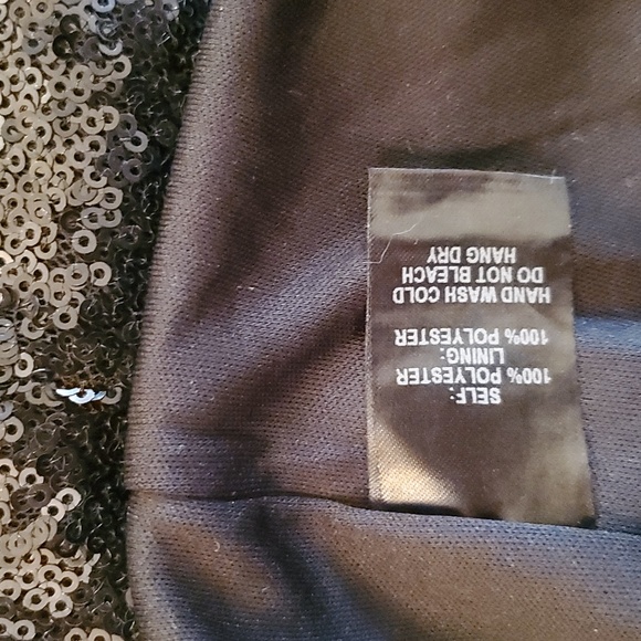 Lulu's Black Classic Sequin 3/4 Long  Sleeves Bodycon Cocktail Mini Dress - Picture 6 of 7